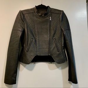 BCBG MAXAZRIA PU Black Leather Jacket - S
